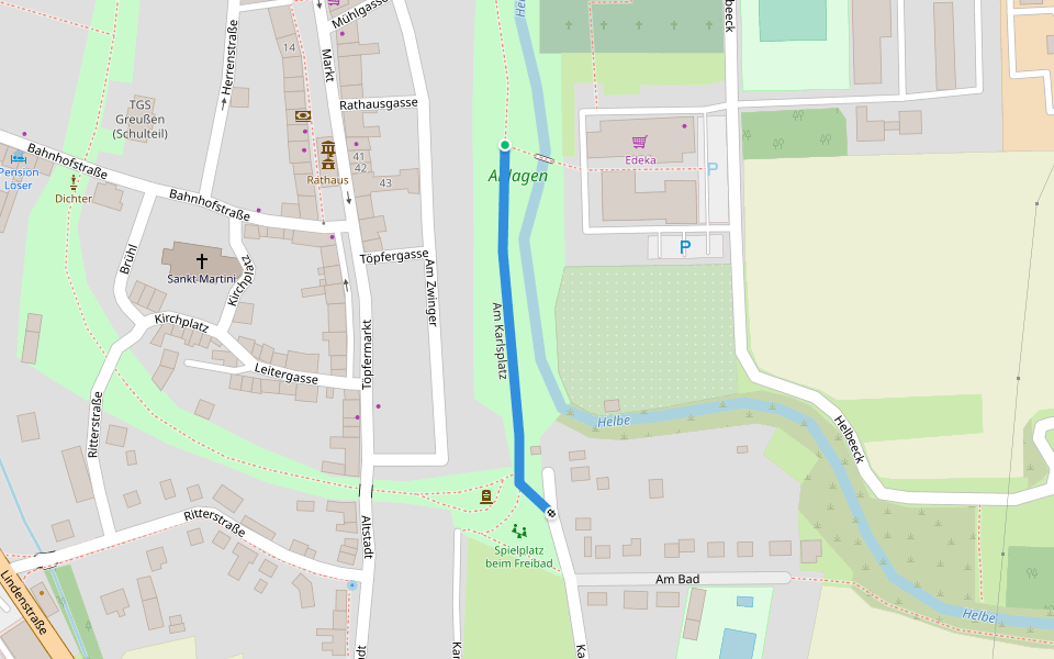 Am Karlsplatz walking route map in Greußen