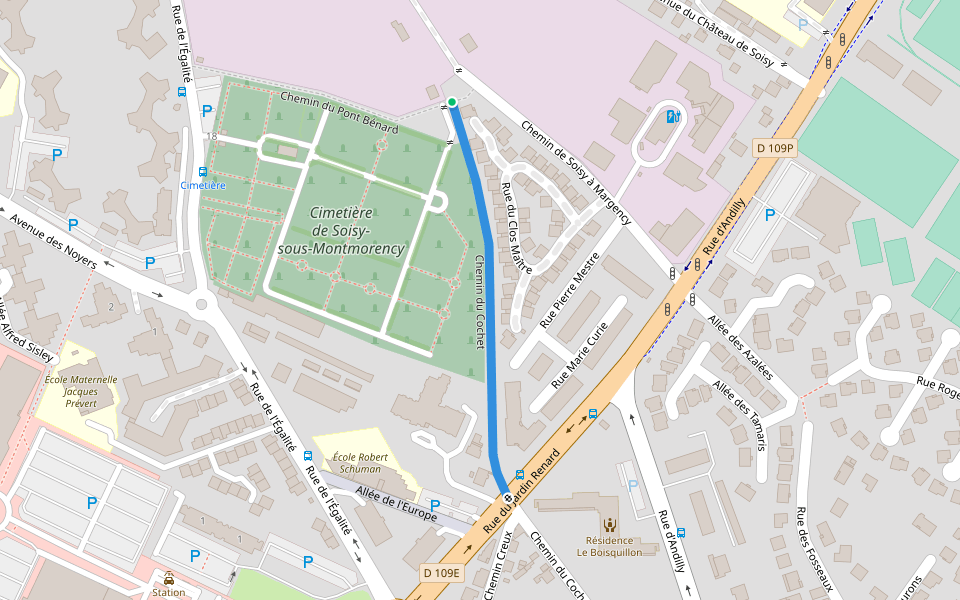 Chemin du Cochet walking route map in Soisy-sous-Montmorency