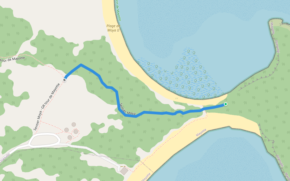 Sentier Moya walking route map in Dzaoudzi