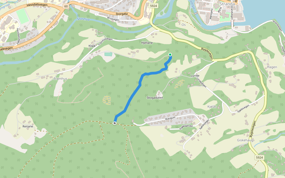 Hjellestien walking route map in Stranda