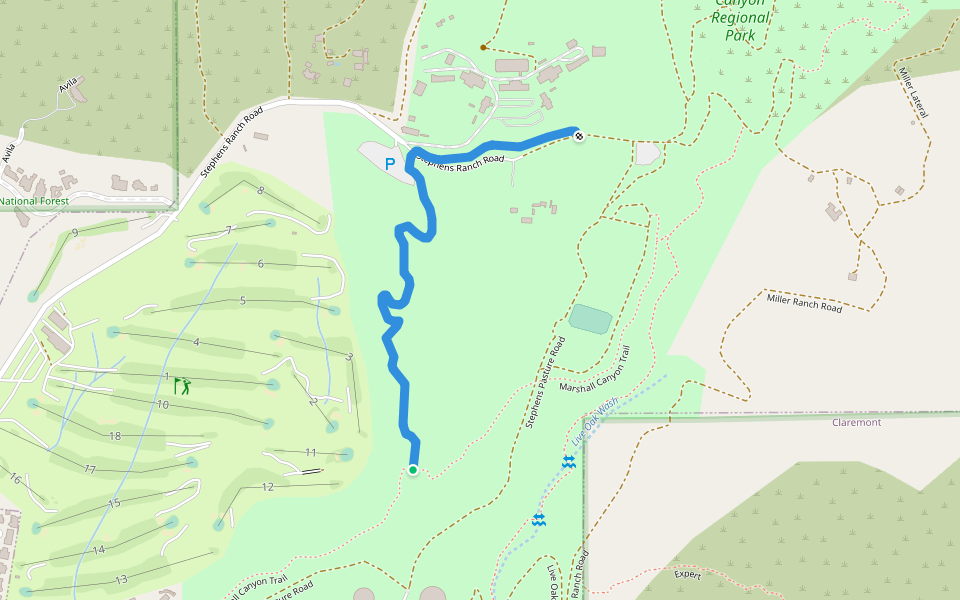 Stephens Ranch Spur Trail walking route map in La Verne