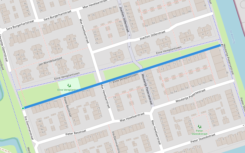 Eline Vereplantsoen walking route map in Zaandam
