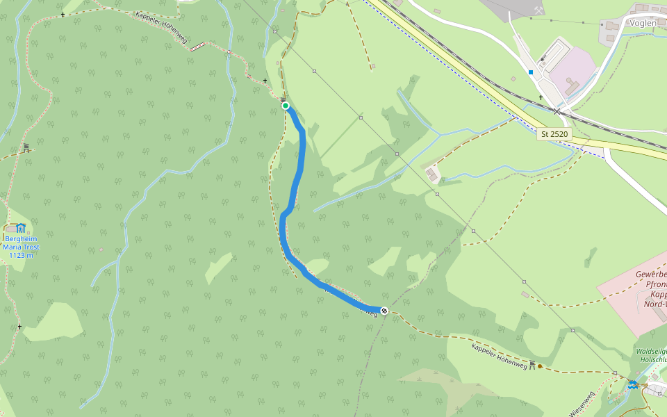 Kappeler Höhenweg walking route map in Nesselwang
