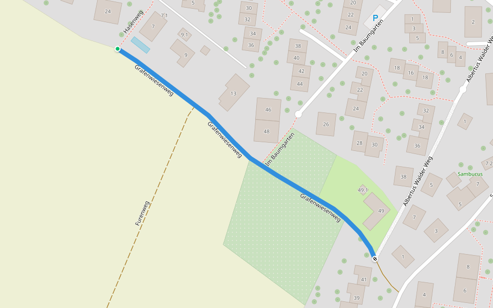 Grafenwiesenweg walking route map in Greifensee