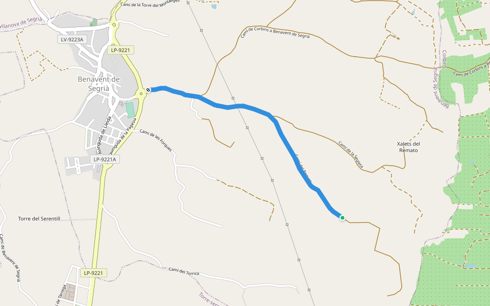 Camí del Reguer walking route map in Benavent de Segrià