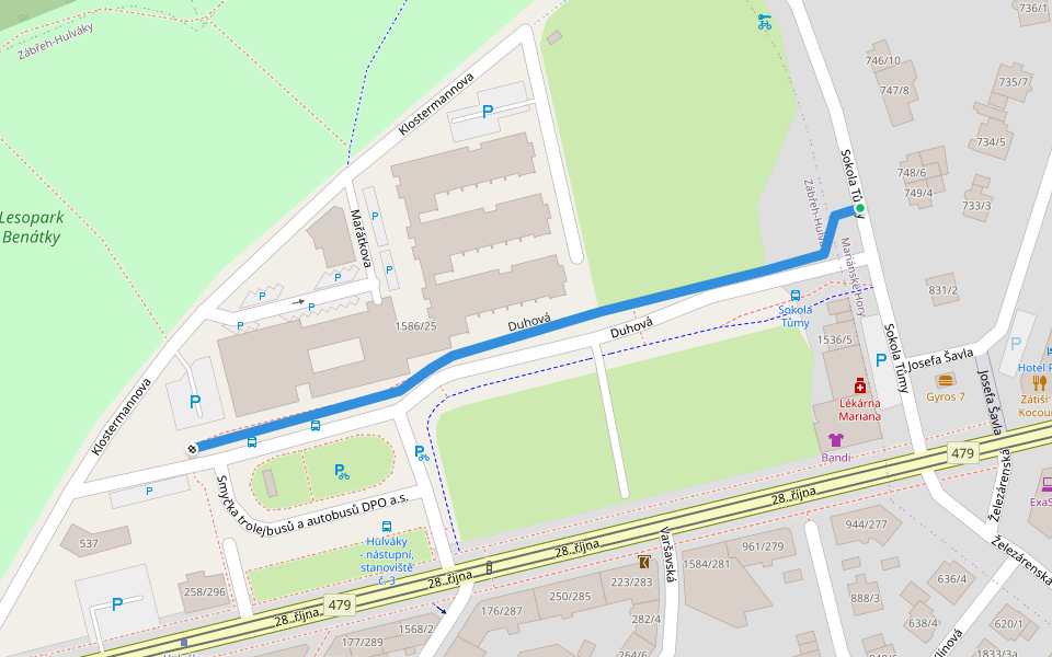 Duhová walking route map in Ostrava