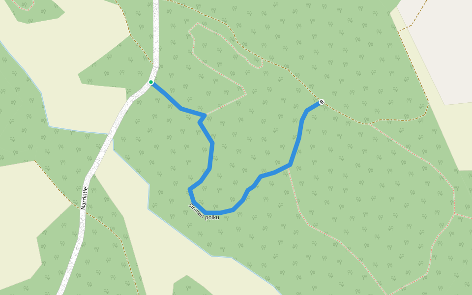 Sininen polku walking route map in Aittomäenmaa
