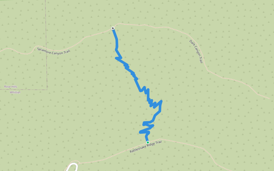 Sycamore Switchback Trail walking route map in Whittier