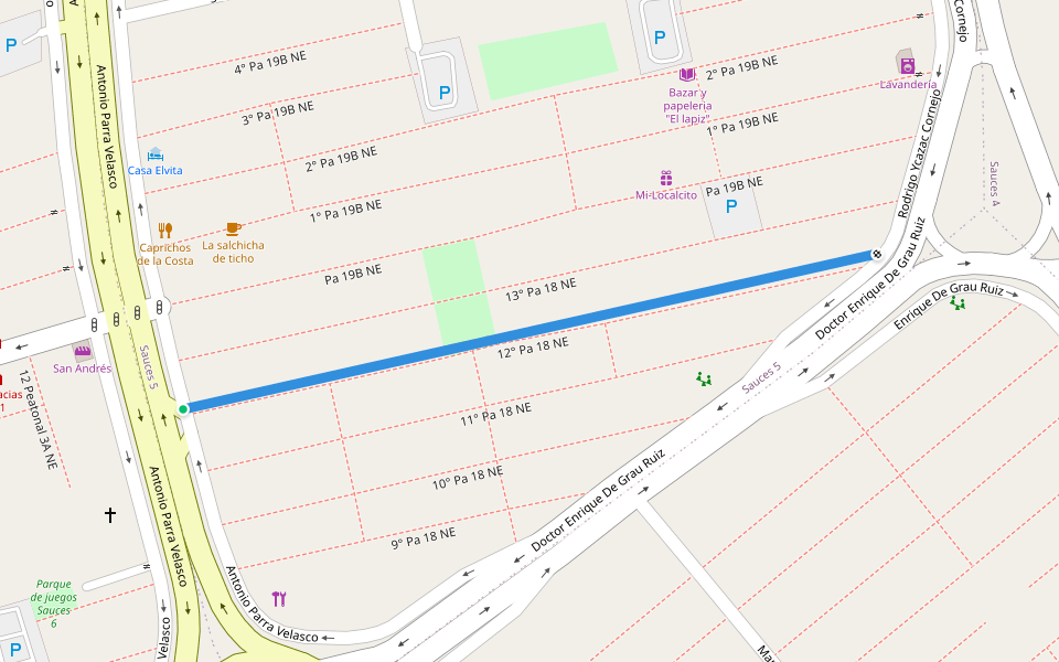 12° Pa 18 Ne walking route map in Sauces 6