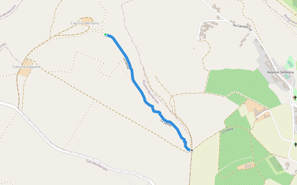 La Savoia walking route map in Savoia