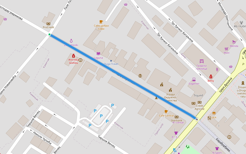 Господар Јевремова walking route map in Šabac