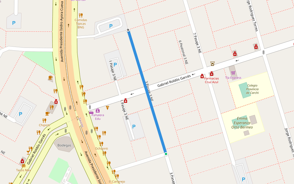 3 Pasaje 3 NE walking route map in Sauces VI