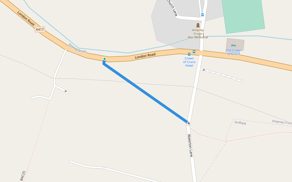 BAC20 walking route map in Ampney Crucis