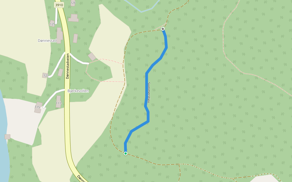 Sommerstien walking route map in Dønnestad
