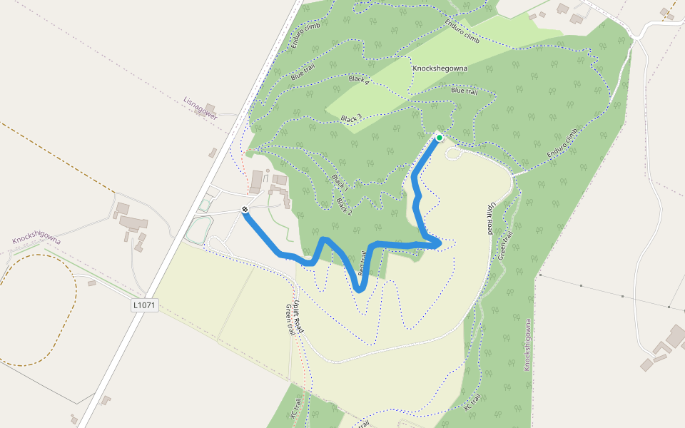 Red trail walking route map in Wingfield Upper