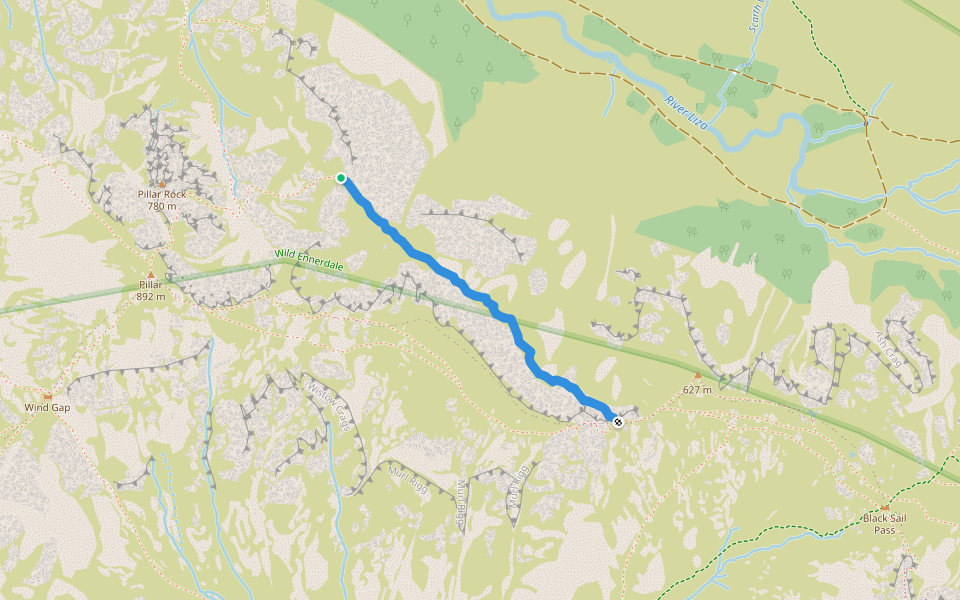 High Level Route walking route map in Buttermere