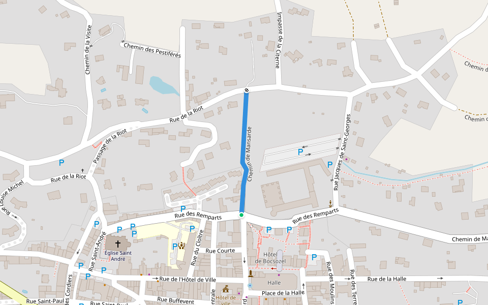 Chemin de Mansarde walking route map in La Côte-Saint-André