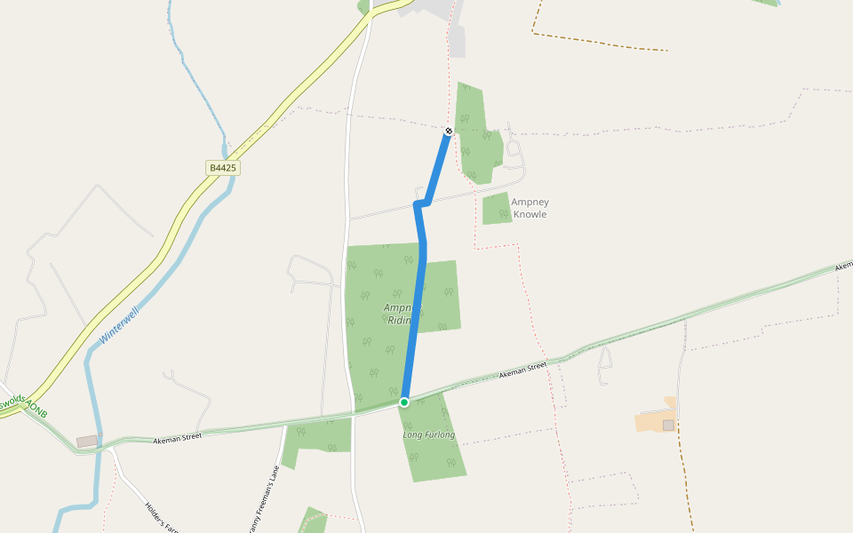BAC8 walking route map in Ampney Knowle
