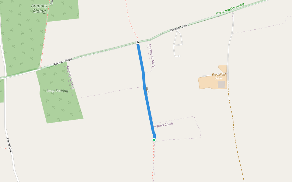 BAC10 walking route map in Ampney Crucis
