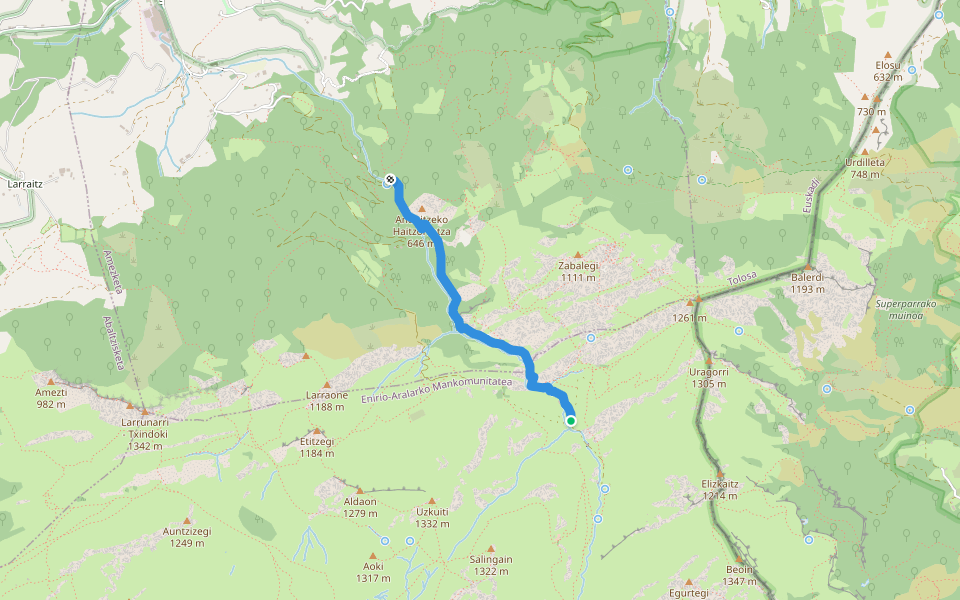 Mealekuko bidea walking route map in Amezketa