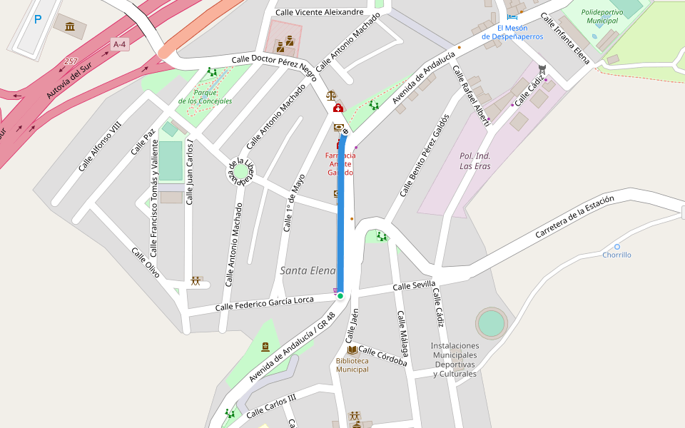 Avenida de Andalucía walking route map in Santa Elena