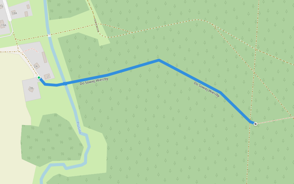 Do Sowiej Wierzby walking route map in Osieczna