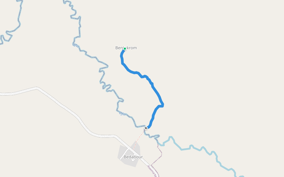 Bentekrom Road walking route map in Beposo