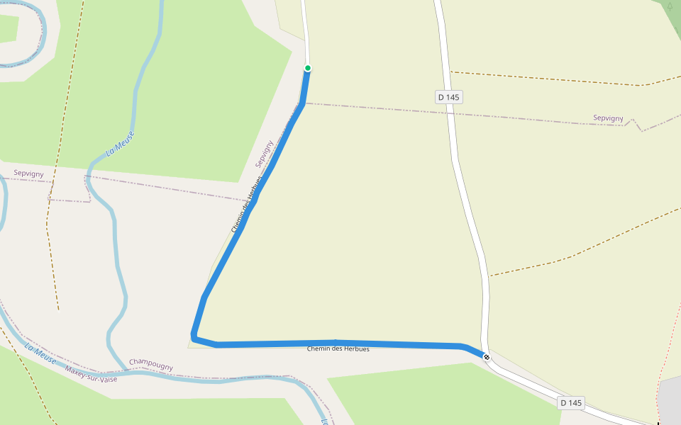 Chemin des Herbues walking route map in Sepvigny