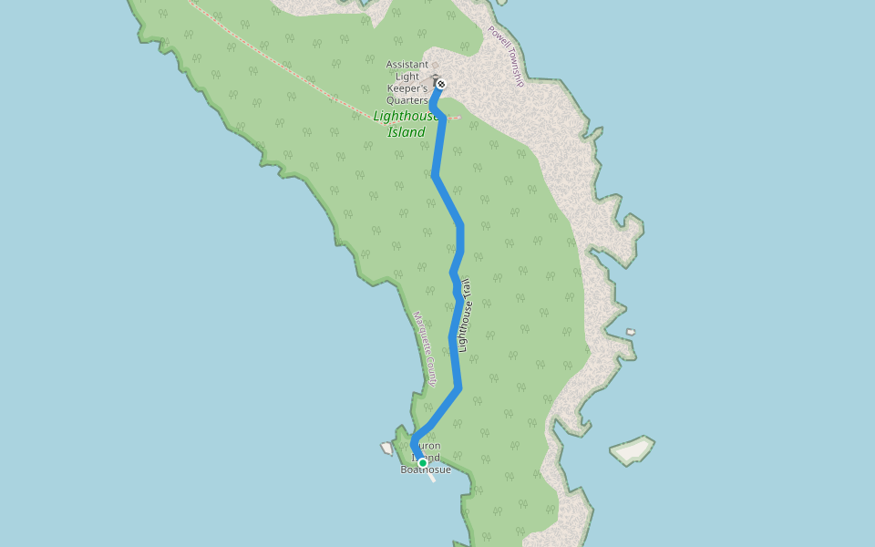 Lighthouse Trail walking route map in Big Bay