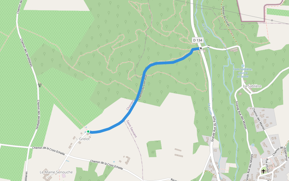 Chemin du Lion d'Or walking route map in Chaniers