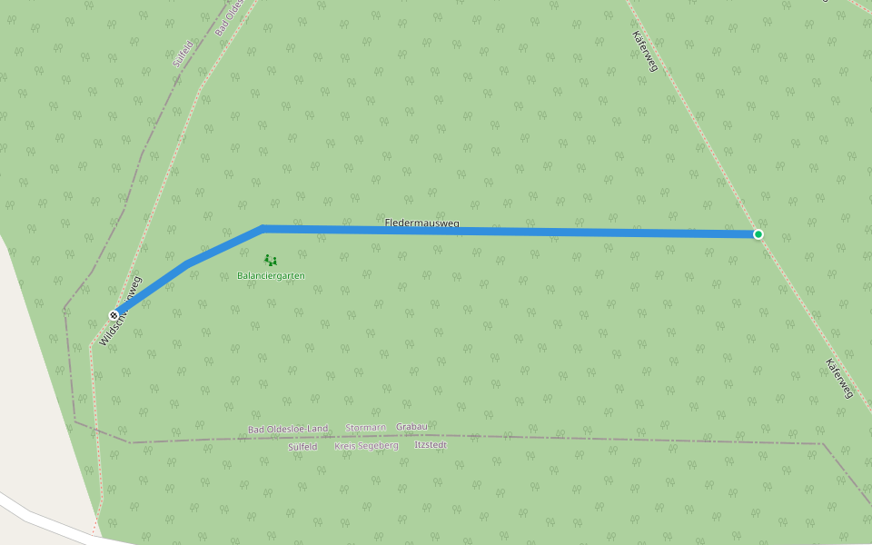 Fledermausweg walking route map in Grabau