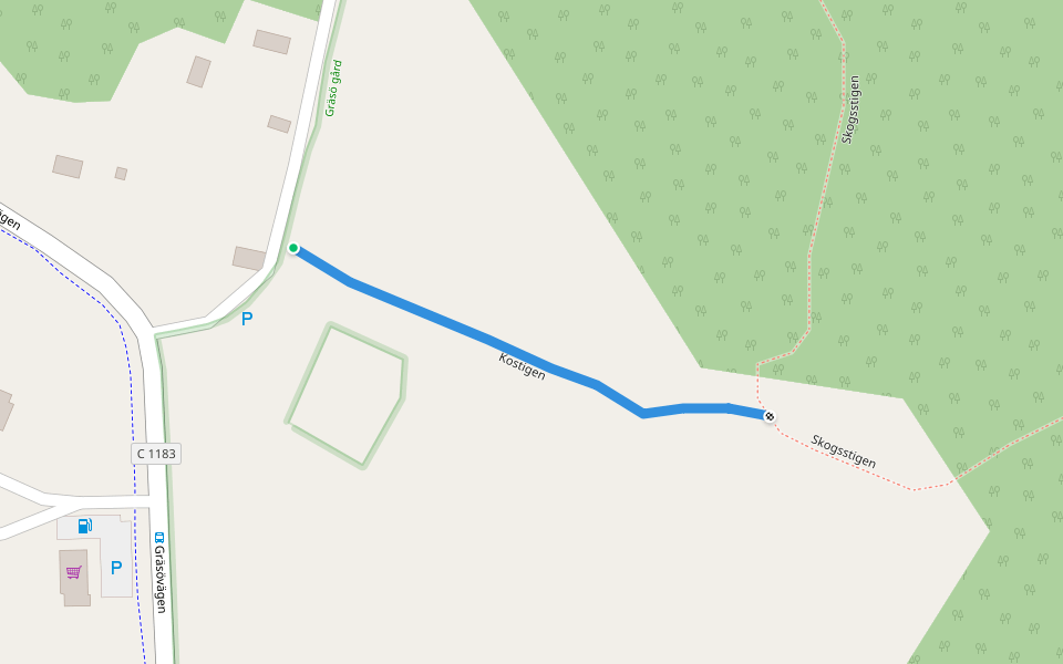 Kostigen walking route map in Österbyn