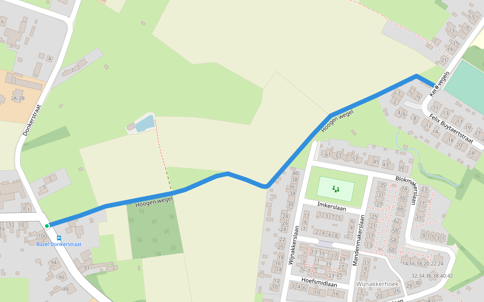 Hoogen wegel walking route map in Kruibeke