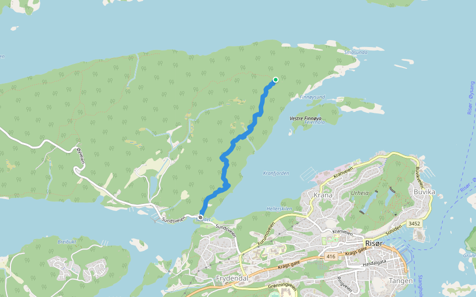 Til Vakthusheia walking route map in Risør