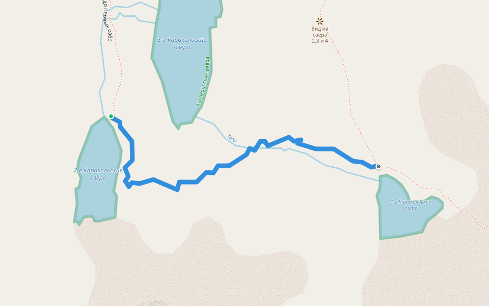 Тропа до первого озера walking route map in Karakol