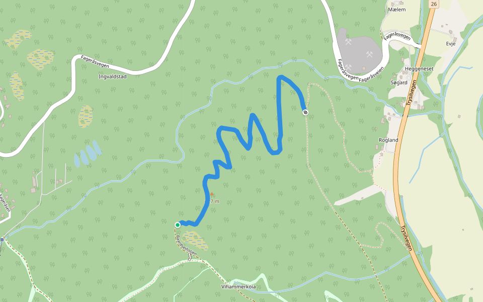 Baardsethstien walking route map in Strandbygda