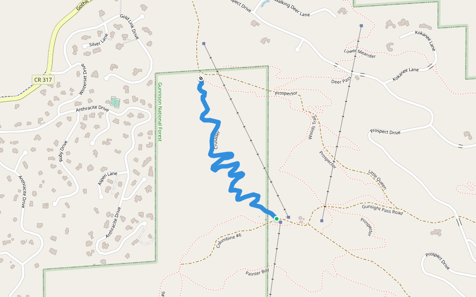Crusader walking route map in Crested Butte