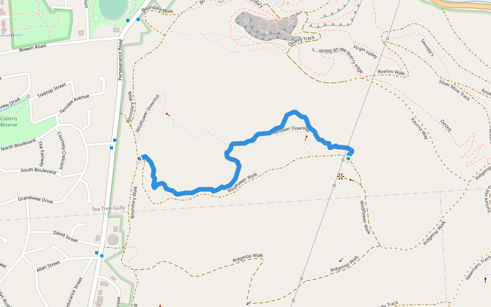 Wildflower Wander walking route map in Tea Tree Gully