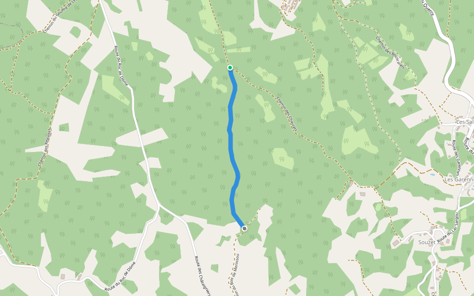 Chemin du Bois de Menissou walking route map in Nadaillac