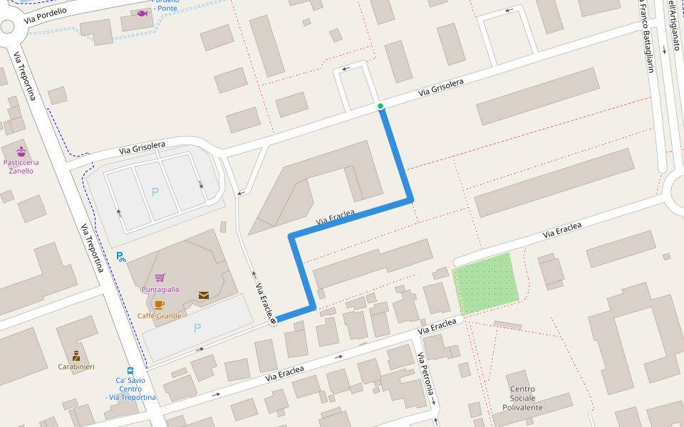 Via Eraclea walking route map in Ca' Savio