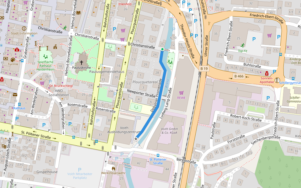 Döbelner Promenade walking route map in Heidenheim an der Brenz