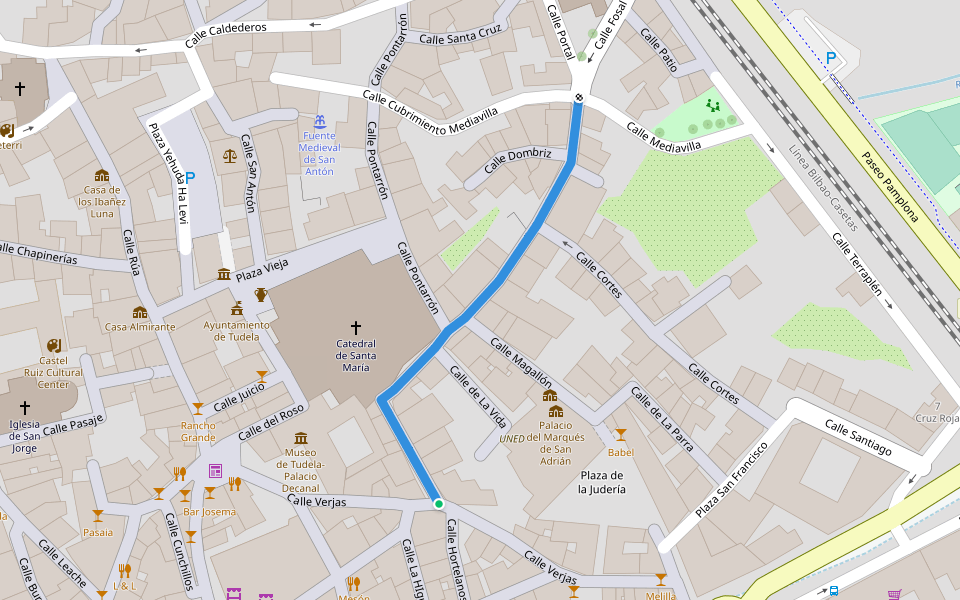 Calle Portal walking route map in Tudela