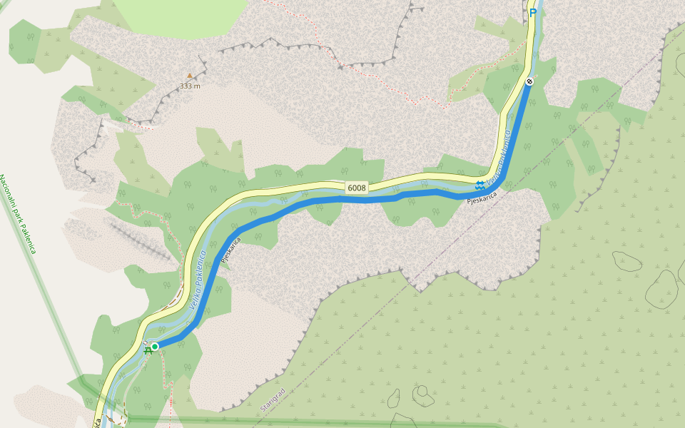 Pjeskarica walking route map in Starigrad