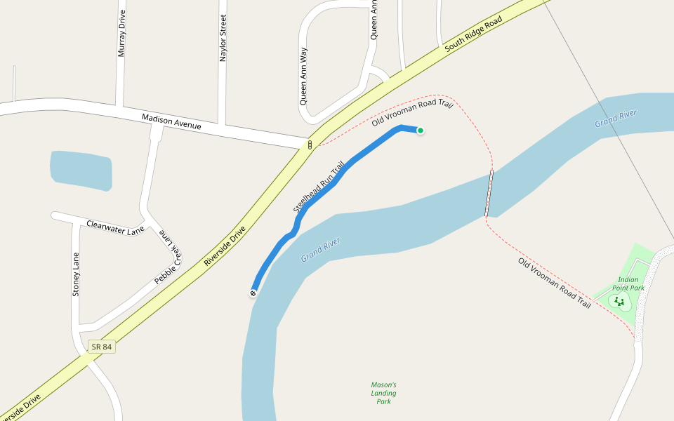 Steelhead Run Trail walking route map in Painesville