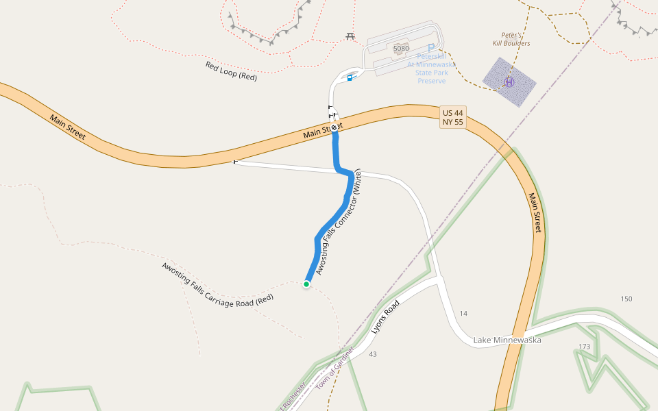 Peter's Kill Parking Connector (White) walking route map in Gardiner