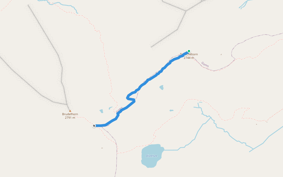 Distelgrat walking route map in Goms