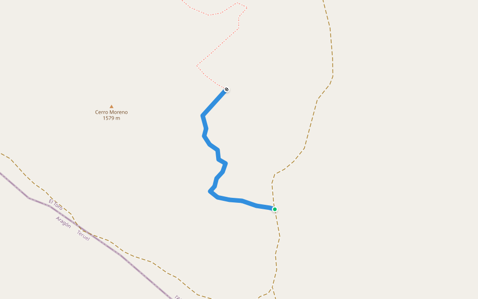 Senda de acceso desde las ruinas del corral de montesinos hacia las posiciones de la guerra civil . walking route map in El Toro