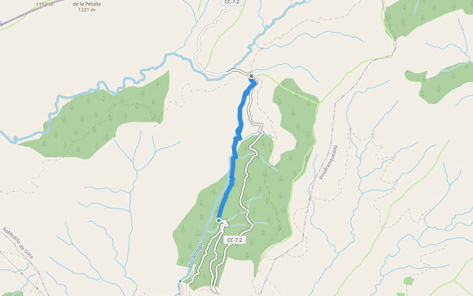 Calzada Romana walking route map in Robledillo de Gata
