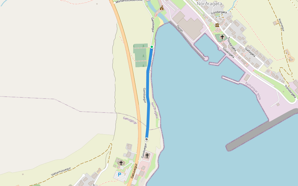 Gamlivegur walking route map in Elduvík