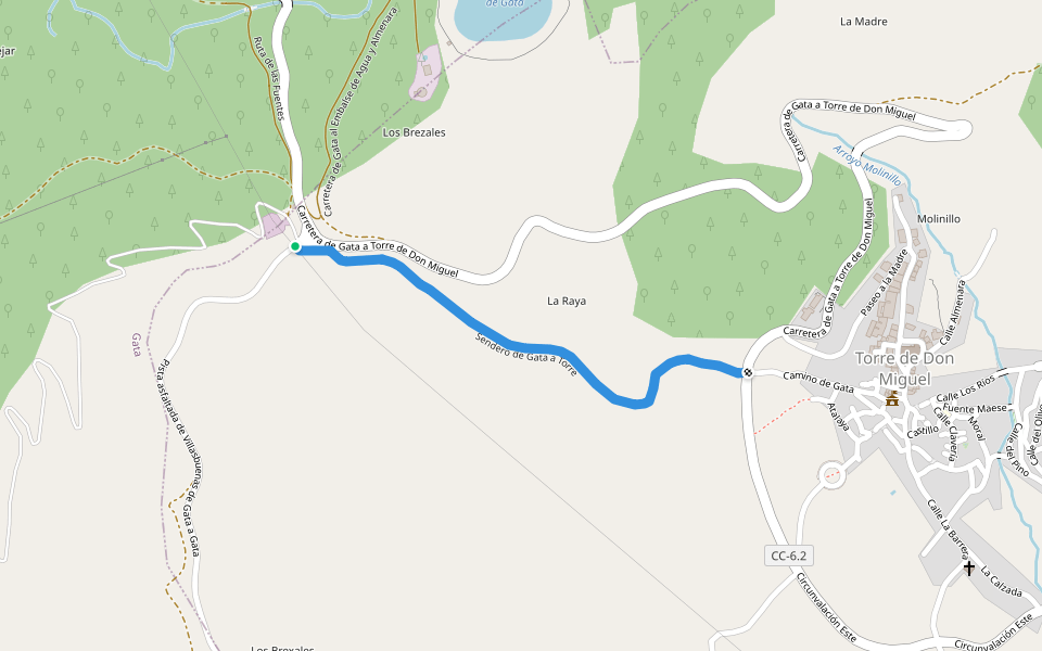 Sendero de Gata a Torre walking route map in Gata
